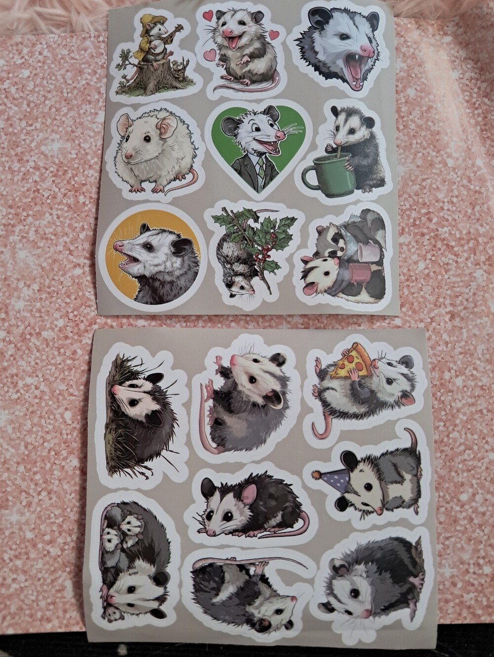 Opossum Sticker Sheet, 2 Sets Of 6, 12 Total- Super Cute Possum Set